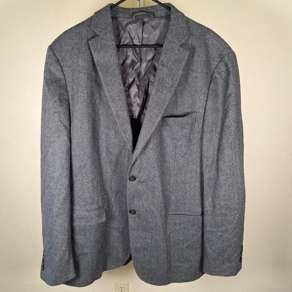 Chaps Ralph Lauren Sport Coat Wool Cashmere Herringbone Two Button Blazer 48L